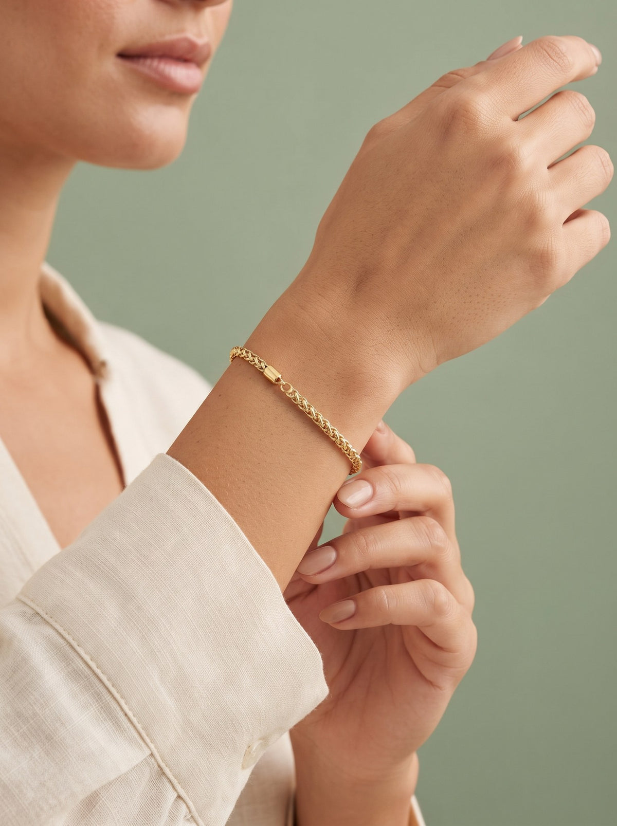 Pulsera Foxtail Dorado · Modelo · Anturia