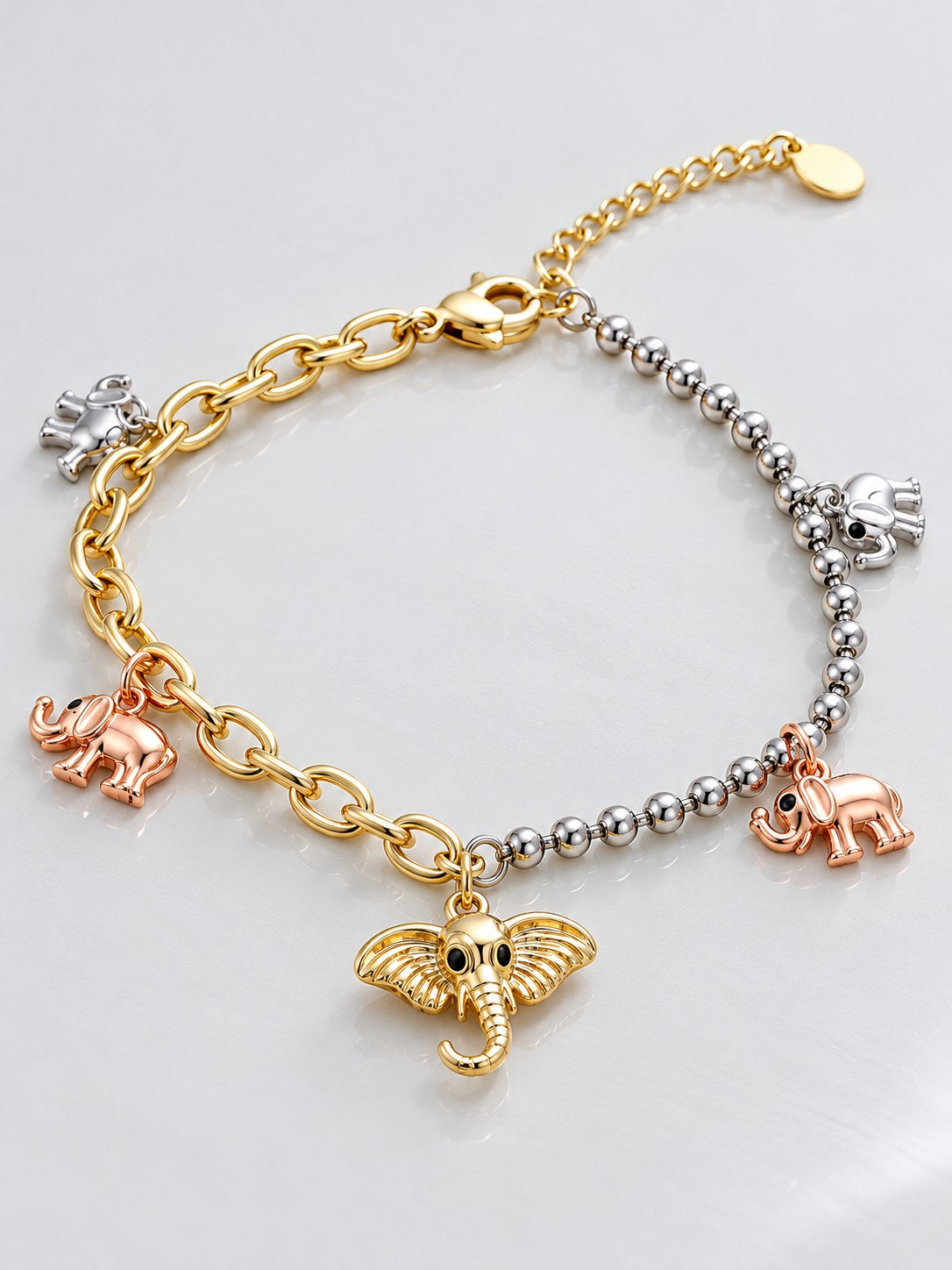 Pulsera 3 Oros Elefantes · Macro · Anturia