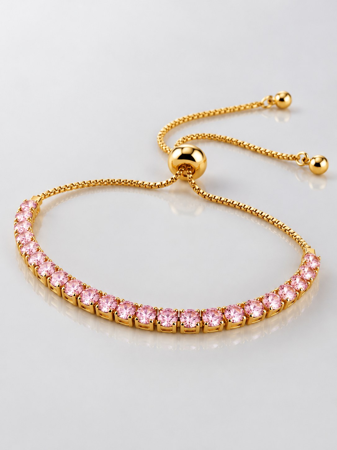 Pulsera Tipo Tennis Rosa Graduable · Macro · Anturia