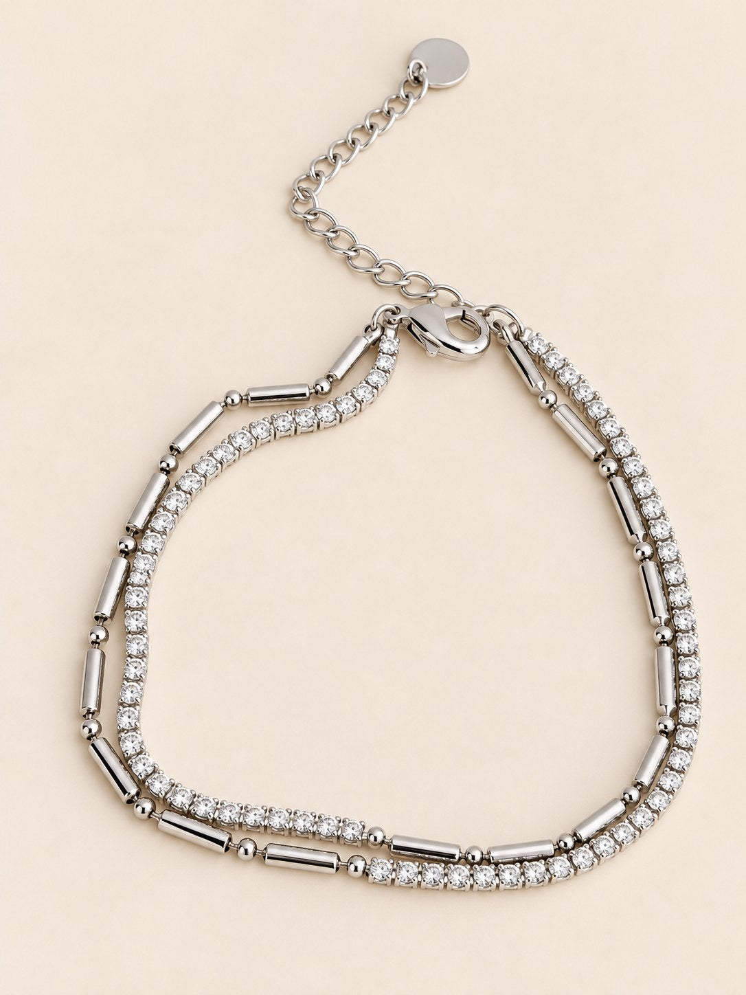 Pulsera Doble Canutillo Mini Tenis Plateado · Hero · Anturia