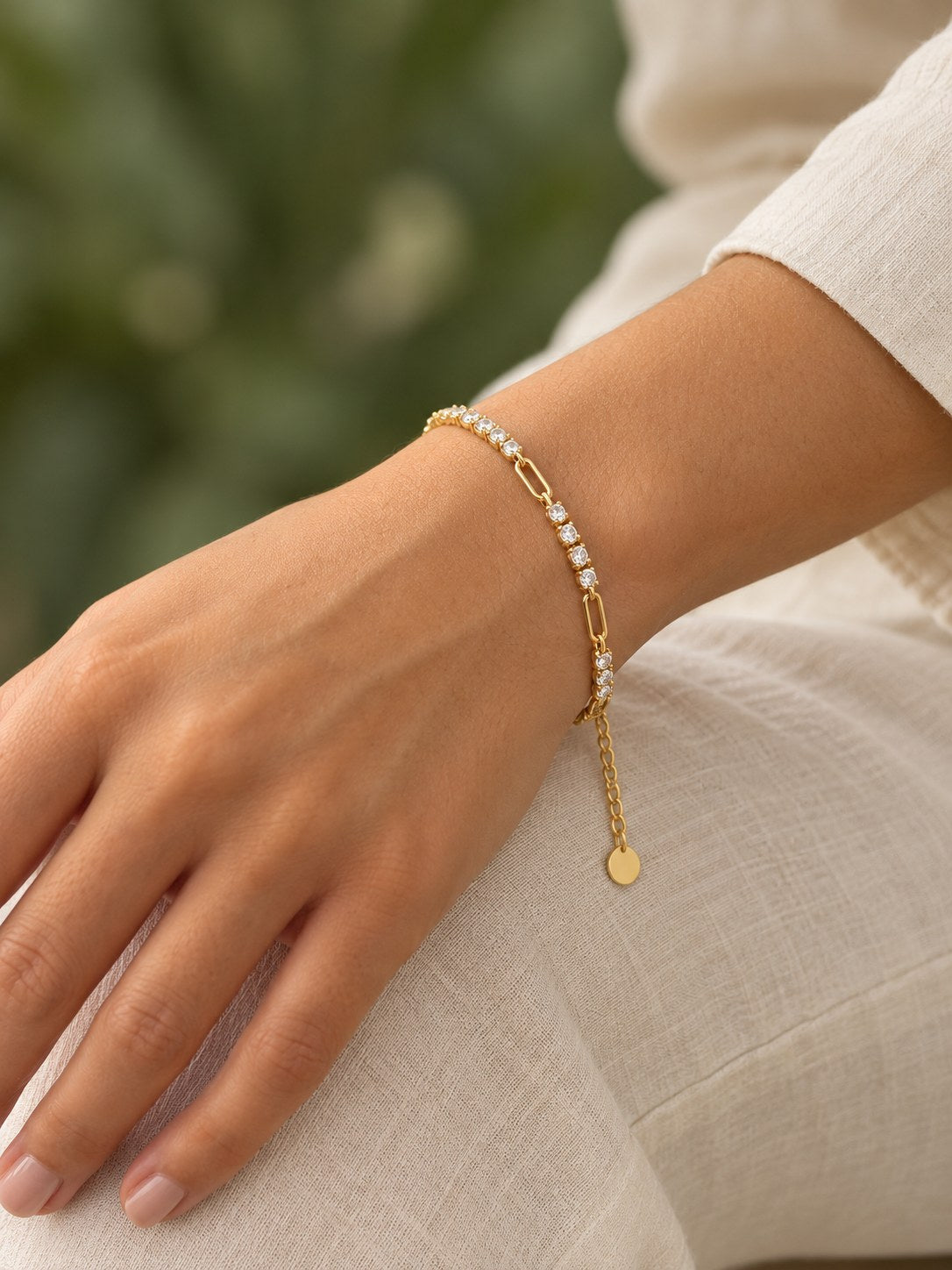 Pulsera Mix Tenis Eslabon Dorado · Modelo · Anturia