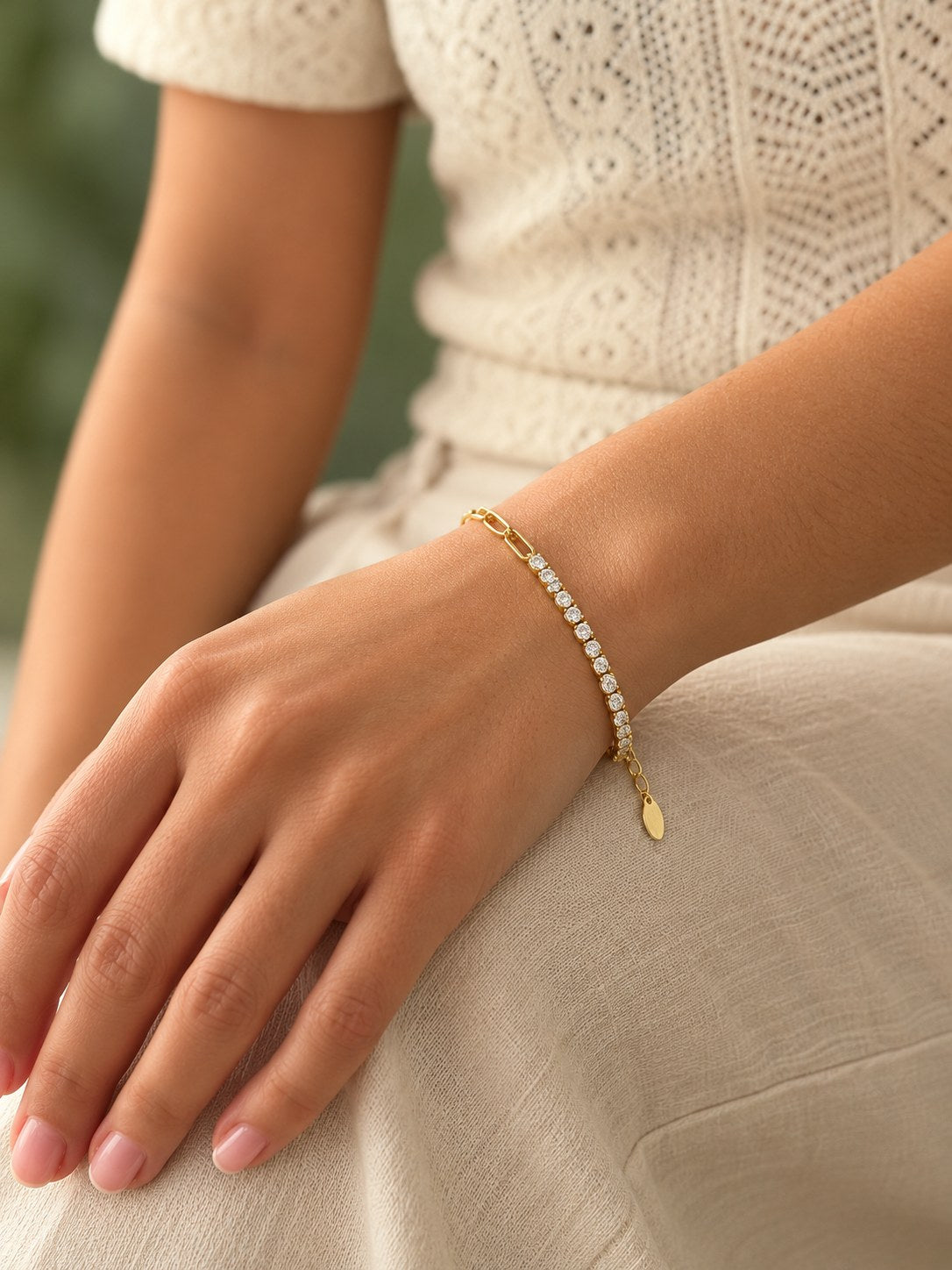 Pulsera Doble Tejido Eslabon Tenis · Modelo · Anturia