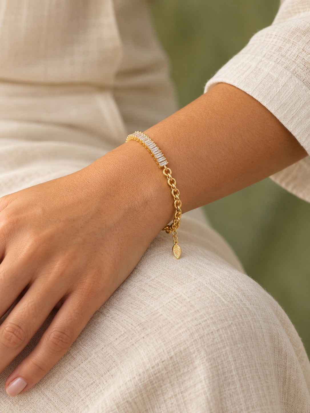 Pulsera Doble Tejido Eslabon Baguette · Modelo · Anturia