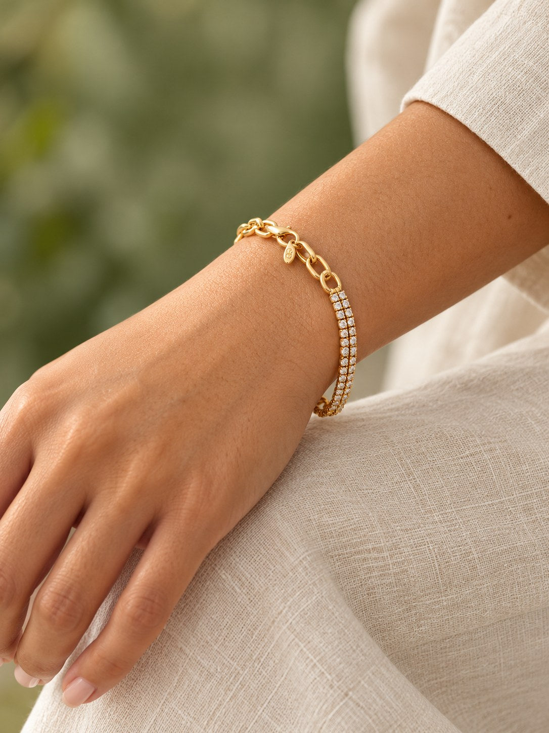 Pulsera Doble Tejido Eslabon Doble Tenis · Modelo · Anturia