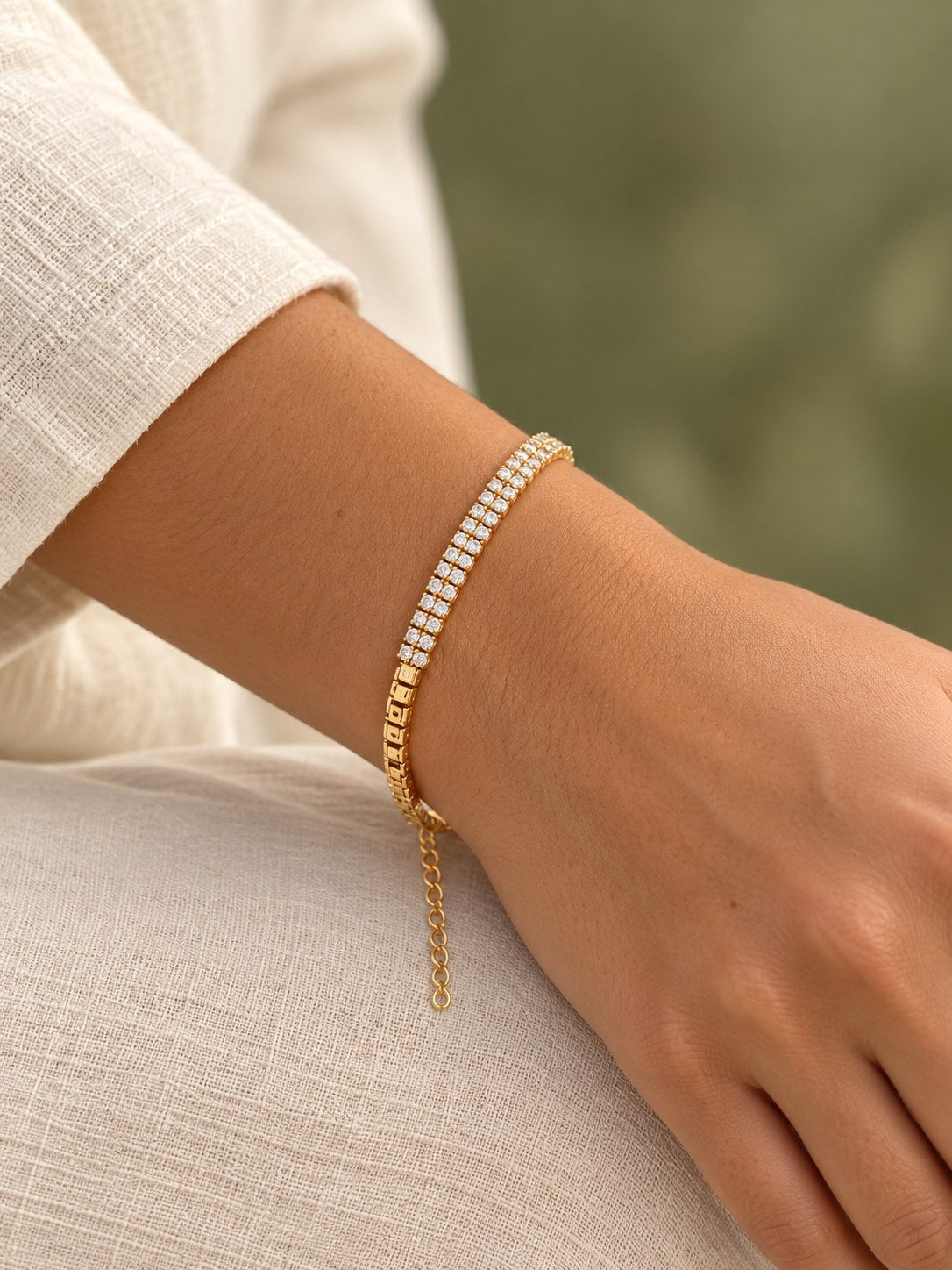 Pulsera Doble Tennis Dorado · Modelo · Anturia