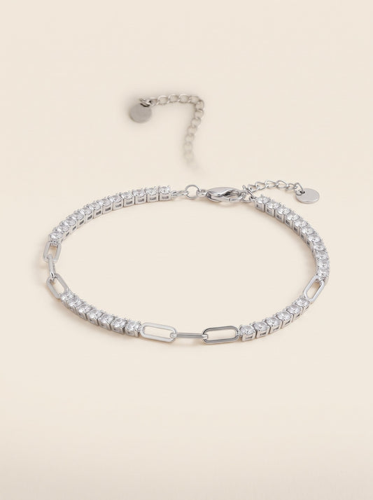 Pulsera Doble Tejido Eslabon Tenis Plateado · Hero · Anturia