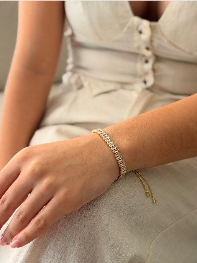 Pulsera Baguette Graduable Cristal · Anturia